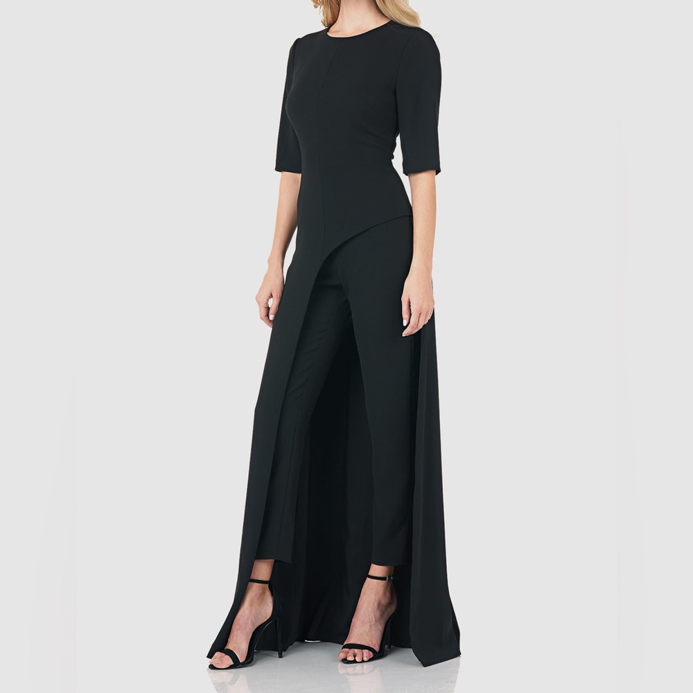 Davina Walk Thru Jumpsuit Elegant Black Pantsuit Romper